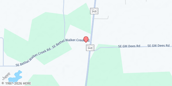 Map showing Walker Creek Bethel Baptist Church at 4980 South SR 349, Branford, FL