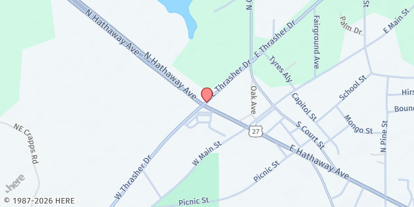 Map showing Bronson United Methodist Church at 235 Court Street, Bronson, FL