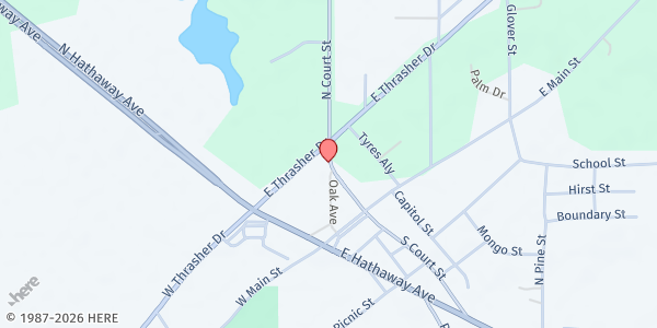 Map showing Bronson United Methodist Church at 235 N. Court St., Bronson, FL