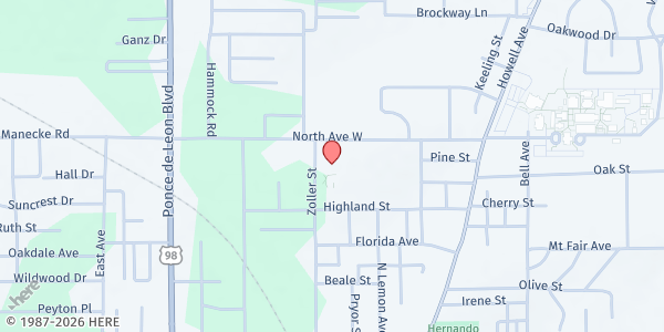 Map showing Christ Lutheran Church LCMS at 475 North Ave W., Brooksville, FL