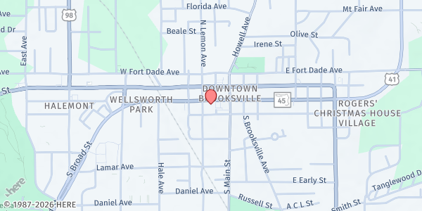 Map showing First UMC Brooksville at 109 S. Broad St., Brooksville, FL