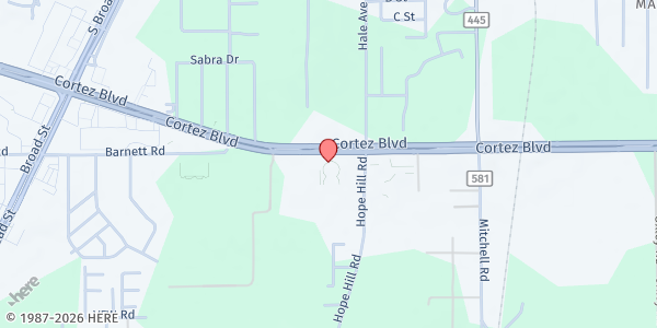 Map showing Grace World Outreach Church at 20366 Cortez Blvd., Brooksville, FL