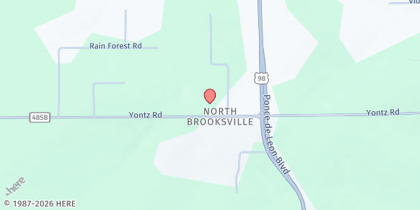 Map showing Greater Love Outreach Ministry at 20053 Yontz Rd., Brooksville, FL