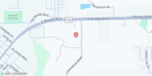 Map showing First Baptist Church Bunnell at 2301 Commerce Pkwy., Bunnell, FL