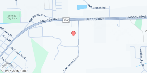 Map showing First Baptist Church of Bunnell at 2301 Commerce Parkway Blvd., Bunnell, FL