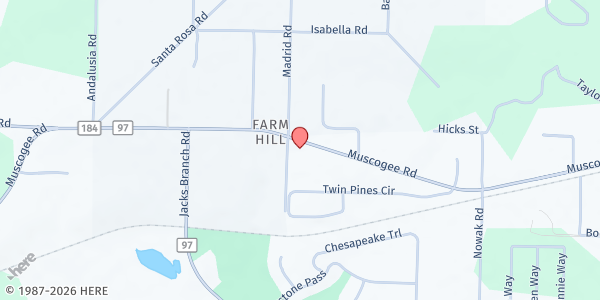 Map showing Harvest Christian Center at 1095 Muscogee Rd., Cantonment, FL