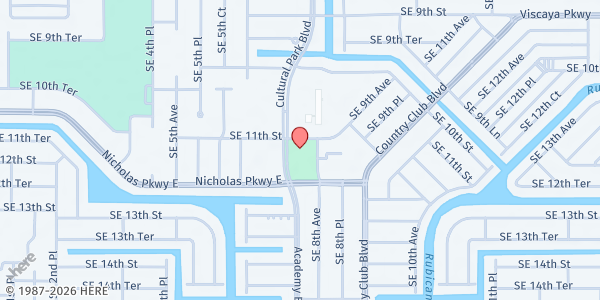Map showing Cape Coral United Way House at 1105 Cultural Park Blvd., Cape Coral, FL