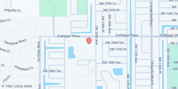 Map showing COMMUNITY COOPERATIVE - TRAFALGAR MIDDLE SCHOOL at 2120 TRAFALGAR PKWY, CAPE CORAL, FL