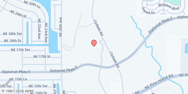 Map showing COMMUNITY COOPERATIVE - VA HEALTHCARE CENTER at 2489 DIPLOMAT PKWY E, CAPE CORAL, FL