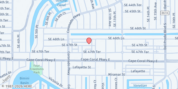 Map showing Community Love Project at 871 SE 47th Street, Cape Coral, FL
