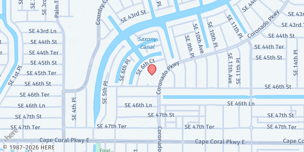 Map showing Faith Presbyterian Church - We Care Food Pantry at 4544 Coronado Pkwy., Cape Coral, FL