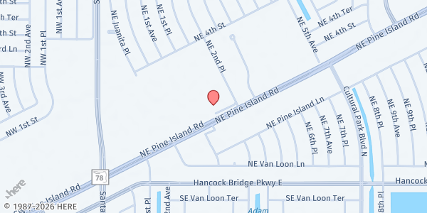 Map showing IDPMI: IGLESIA DE DIOS PENTECOSTAL at 151 NE Pine Island Rd., Cape Coral, FL