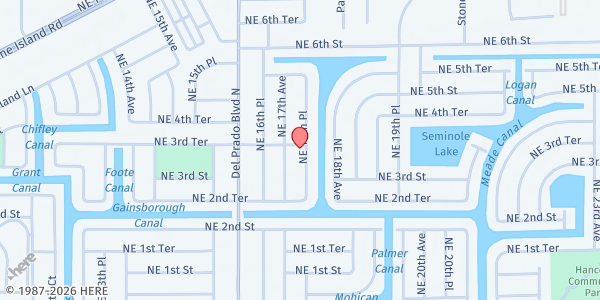 Map showing Rabbi Love International Ministry at 318 NE 17th Pl., Cape Coral, FL