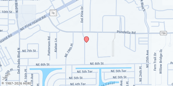 Map showing Unified Hands of Hope Serenity Recovery Living at 725 Stonecrest Lane Unit 101-105, Cape Coral, FL