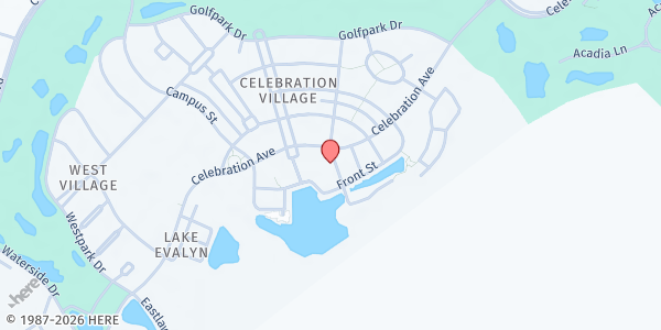 Map showing Celebration Foundation, Inc at 610 Sycamore Street, Celebration, FL