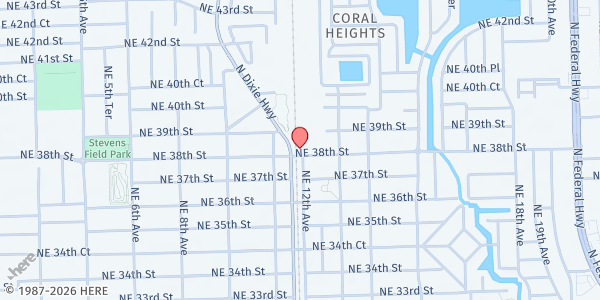 Map showing FARM SHARE, INC. - OAKLAND PARK at 1201 Northeast 38th Street, Central Corals, FL