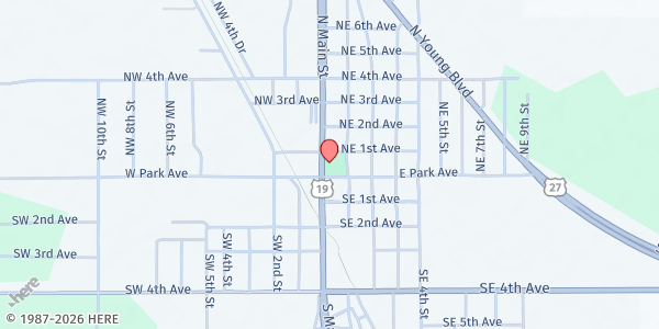 Map showing Tri-County Community Resource Center at 15 N. Main St., Chiefland, FL