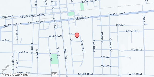 Map showing Yes Lord Deliverance Church of God In Christ at 739 7th St., Chipley, FL