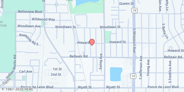 Map showing Bayview Baptist at 825 Howard Street, Clearwater, FL