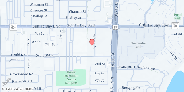 Map showing Carey Leisure Carney - Clearwater at 622 Bypass Drive, Clearwater, FL