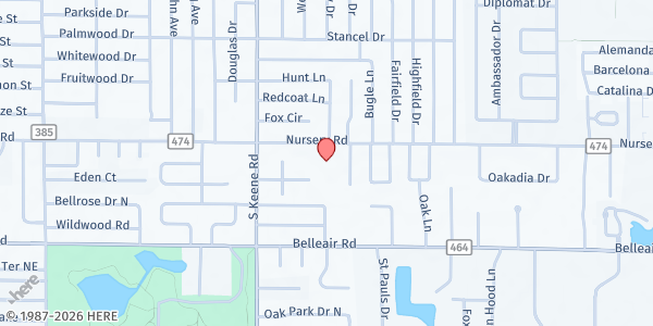 Map showing Clearwater First Church of Nazarene at 1875 Nursery Rd, Clearwater, FL