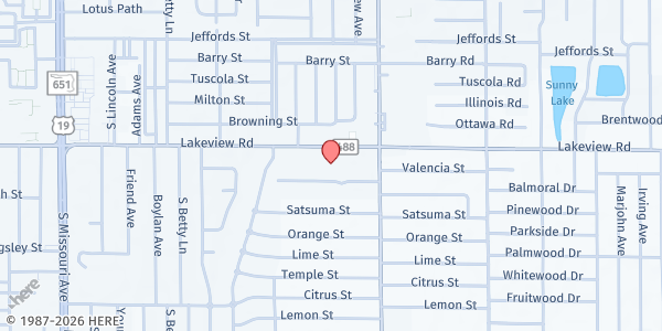 Map showing Clearwater Seventh-Day Adventist Church at 1445 Lakeview Road, Clearwater, FL