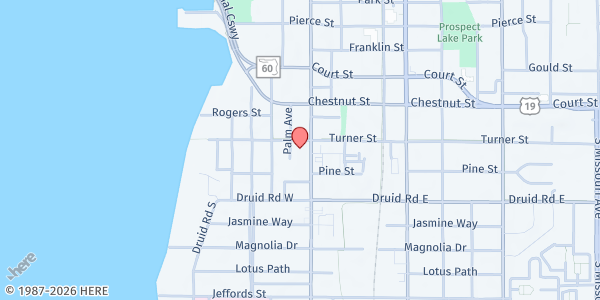 Map showing Clearwater United Methodist Church at 411 Turner Street, Clearwater, FL