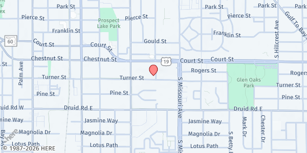 Map showing Flowing River Church at 1148 Turner Street, Clearwater, FL