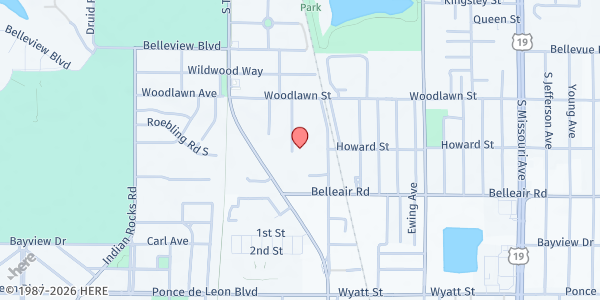 Map showing Gracehouse Emergency Housing at 1552 South Myrtle Avenue, Clearwater, FL