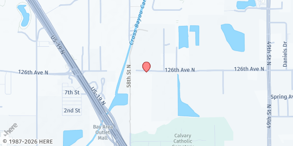 Map showing Pinellas Hope Shelter at 5726 126th Avenue North, Clearwater, FL