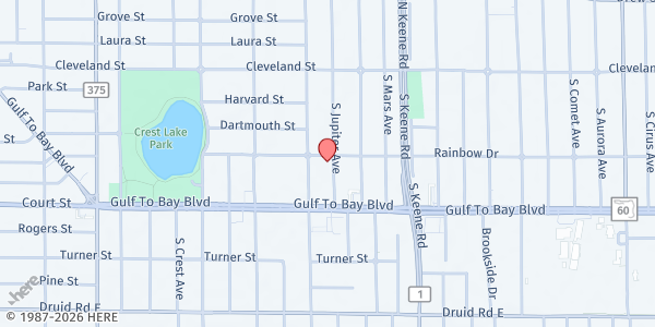Map showing Streams of Life Ministries at 302 South Jupiter Avenue, Clearwater, FL