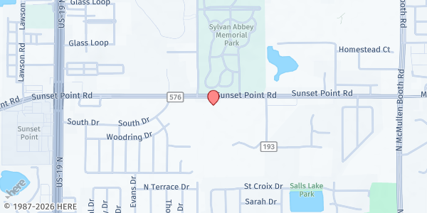 Map showing Sylvan Abbey Church Food Pantry at 2817 Sunset Point Road, Clearwater, FL