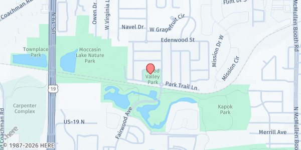 Map showing Wood Valley Boys & Girls Clubs at 2816 Park Trail Lane, Clearwater, FL