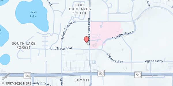 Map showing Redemption Church Food Pantry at 1750 Hunt Trace Blvd., Clermont, FL
