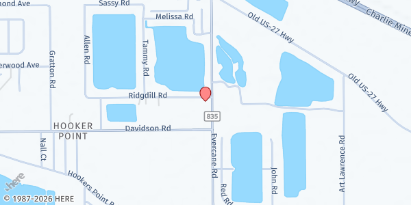Map showing The Jesus Church at 911 Evercane Rd., Clewiston, FL