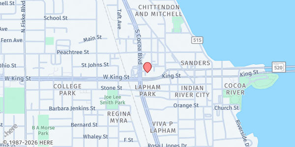 Map showing Metropolitan Baptist Church at 474 King St., Cocoa, FL