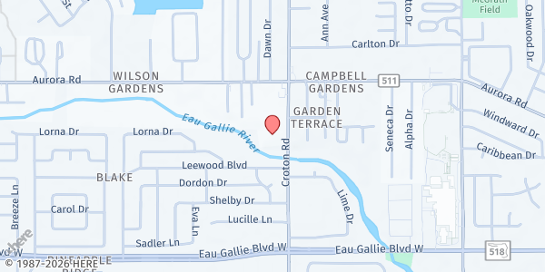 Map showing River Run Christian Church at 1660 Croton Road, Cocoa, FL