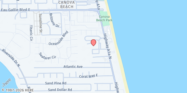 Map showing St. Vincent de Paul Society - Indialantic at 3050 N Hwy. A1A, Cocoa, FL