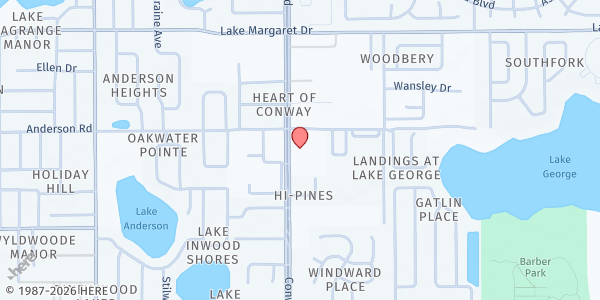 Map showing Conway Community Church at 3401 Conway Rd, Conway, FL