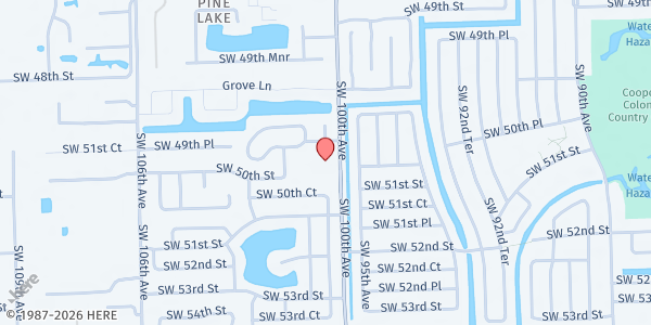 Map showing The Temple of St. Germaine at 5031 SW 100th Ave, Cooper City, FL