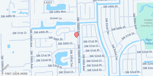 Map showing The Temple of St. Germaine Food Pantry at 5031 Palm Ave., Cooper City, FL