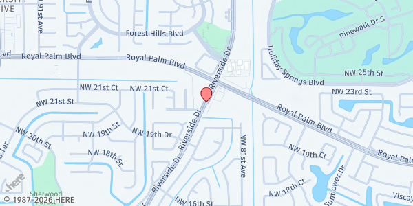 Map showing CORAL SPRINGS HEBREW CONGREGATION at 2151 Riverside Drive, Coral Springs, FL