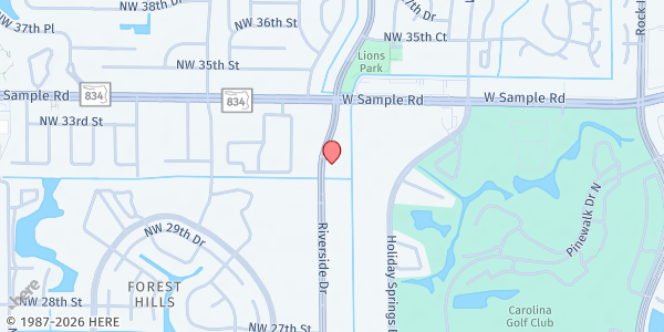 Map showing Living Word Christian Center Int'l at 3301 Riverside Dr, Coral Springs, FL