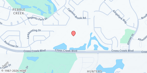 Map showing St. Mark the Evangelist at 9724 Cross Creek Boulevard, County Line Coalition, FL