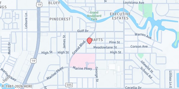 Map showing Coalition for the Homeless - Metropolitan Ministries at 5652 Pine Street, Crafts, FL