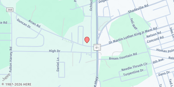 Map showing Crawfordville United Methodist Church at 176 Ochlockonee Street, Crawfordville, FL