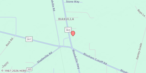 Map showing First Baptist Church of Wakulla Station at 945 Woodville Hwy, Crawfordville, FL
