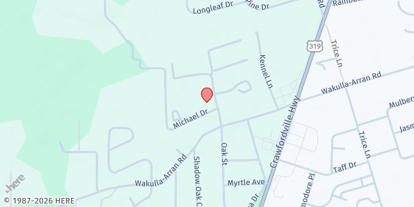 Map showing Grocery Locker @ Wakulla FL DOH at 48 Oak Street, Crawfordville, FL