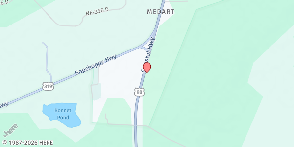 Map showing Wakulla Giving Hands at 2569 Coastal Hwy, Crawfordville, FL