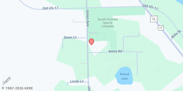 Map showing South Putnam Church - The Cube at 284 Union Ave., Crescent City, FL